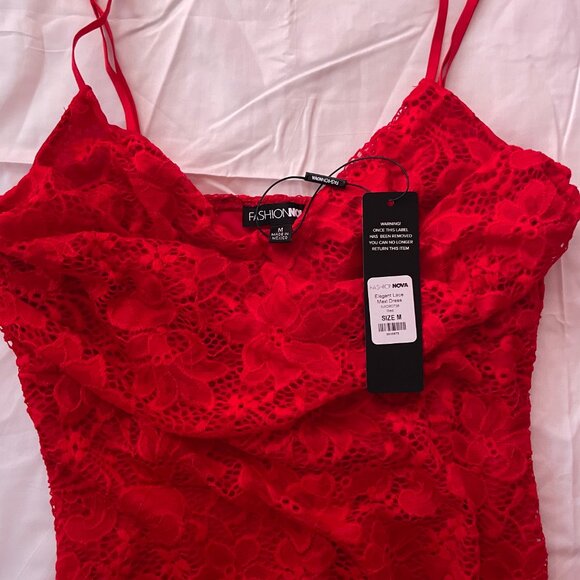 Fashion Nova Red Elegant Lace Maxi Dress - Picture 3 of 4